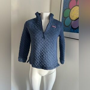 Vineyard Vines womens Blue Quilted Shep Quarter Zip Pullover Size M